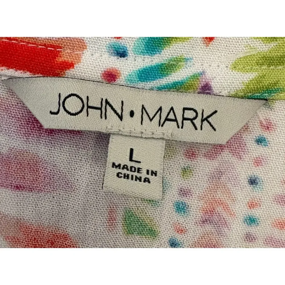 John Mark Cotton Textured Button Blouse Sz Large NWT - Picture 5 of 6